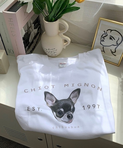 cuorequal(クオレコール)の「犬プリントデザイン半袖Tシャツ(Tシャツ/カットソー・レディース・ホワイト・LARGE/MEDIUM)」の15枚目の写真