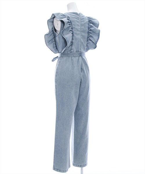 clear（クリア）の「デニムフリルロンパース（つなぎ/オールインワン・レディース・ライトブルー/インディゴブルー・F）」の9枚目の写真