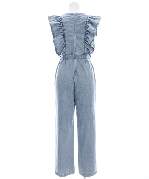 clear（クリア）の「デニムフリルロンパース（つなぎ/オールインワン・レディース・ライトブルー/インディゴブルー・F）」の10枚目の写真