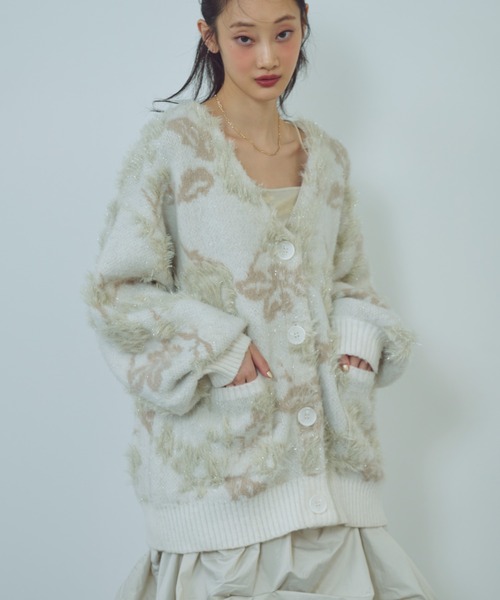 paravion（パラビオン）の「花柄ジャガードカーディガン（カーディガン/ボレロ・レディース・ホワイト/グレー/チャコールグレー・FREE）」の5枚目の写真