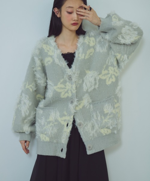 paravion（パラビオン）の「花柄ジャガードカーディガン（カーディガン/ボレロ・レディース・ホワイト/グレー/チャコールグレー・FREE）」の13枚目の写真