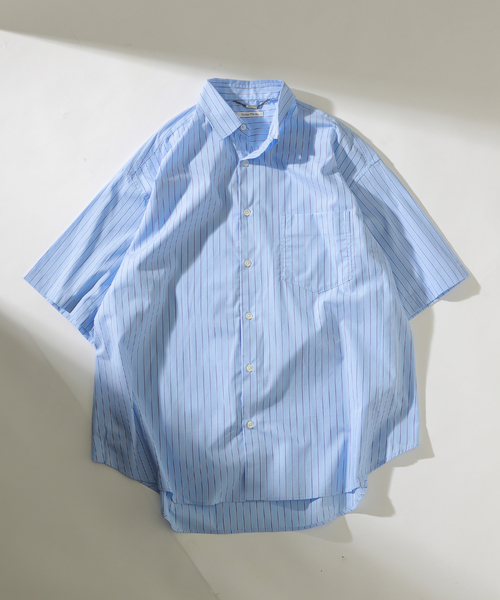 B.C STOCK(ベーセーストック)の「LAWN OVER 半袖 SHIRT(シャツ/ブラウス・メンズ・ブルー/ライトブルー/エメラルドブルー/サックスブルー/スカイブルー・FREE)」の3枚目の写真