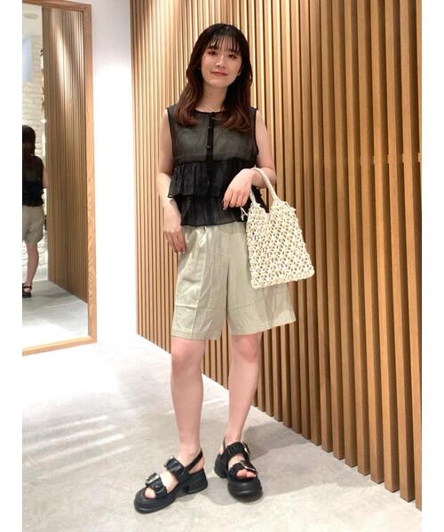 ブラウス シャツ オーガンジーペプラムトップス レディース Fit more ブラウス シャツ オーガンジーカラーペプラムブラウス
