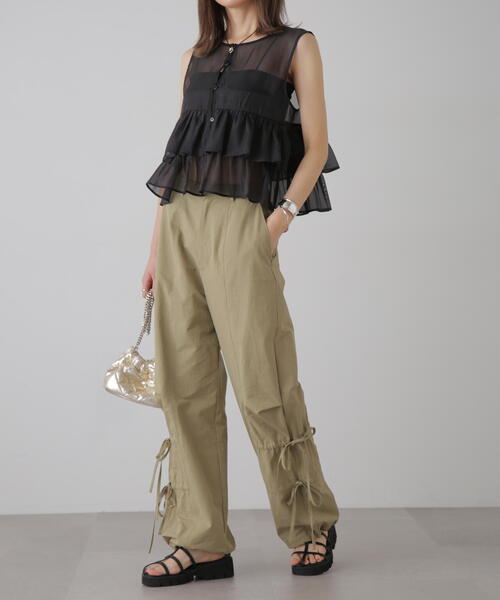 FREE'S MART（フリーズマート）の「オーガンジーペプラムブラウス（シャツ/ブラウス・レディース・ブラック/ライトグリーン/ホワイト・FREE）」の21枚目の写真