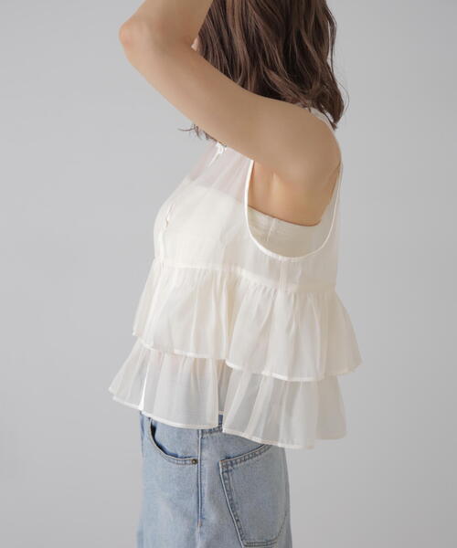 FREE'S MART（フリーズマート）の「オーガンジーペプラムブラウス（シャツ/ブラウス・レディース・ブラック/ライトグリーン/ホワイト・FREE）」の12枚目の写真