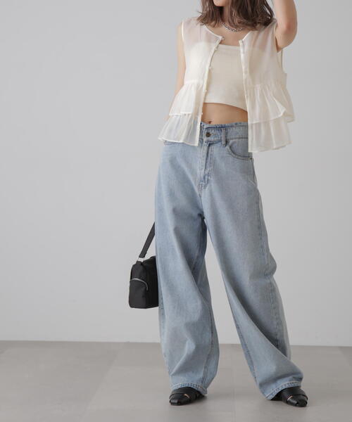 FREE'S MART（フリーズマート）の「オーガンジーペプラムブラウス（シャツ/ブラウス・レディース・ブラック/ライトグリーン/ホワイト・FREE）」の8枚目の写真