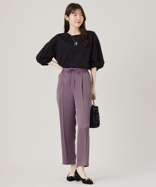 ANY SIS（エニィスィス）の「シルケットスムースツイストスリーブ カットソー（Tシャツ/カットソー・レディース・ブラック系/ダークブラウン系/パープル系/パイングリーン系・2）」の9枚目の写真