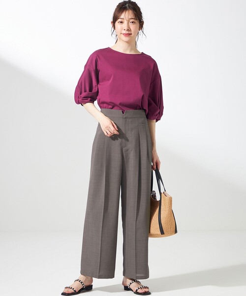 ANY SIS（エニィスィス）の「シルケットスムースツイストスリーブ カットソー（Tシャツ/カットソー・レディース・ブラック系/ダークブラウン系/パープル系/パイングリーン系・2）」の11枚目の写真