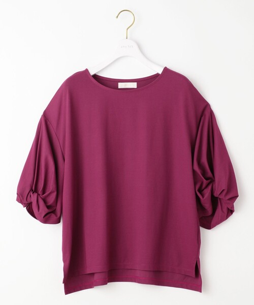 ANY SIS（エニィスィス）の「シルケットスムースツイストスリーブ カットソー（Tシャツ/カットソー・レディース・ブラック系/ダークブラウン系/パープル系/パイングリーン系・2）」の12枚目の写真