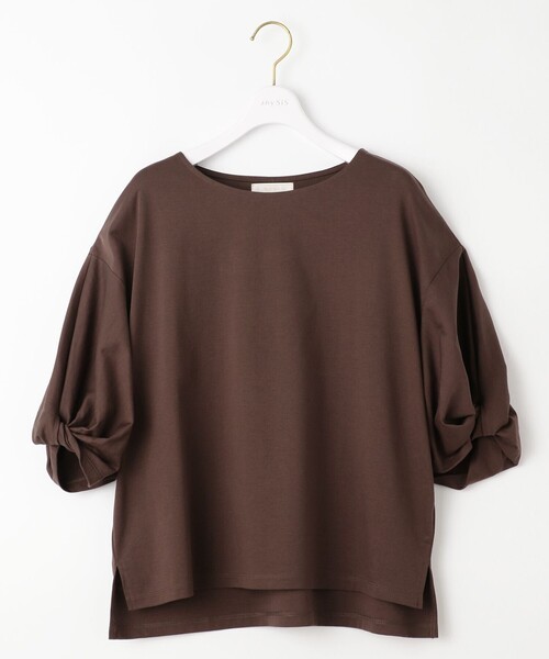 ANY SIS（エニィスィス）の「シルケットスムースツイストスリーブ カットソー（Tシャツ/カットソー・レディース・ブラック系/ダークブラウン系/パープル系/パイングリーン系・2）」の17枚目の写真