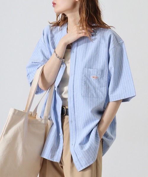 BALL(ボール)の「BALL オックス 半袖 バンドカラーシャツ(シャツ/ブラウス・メンズ・サックスブルー/ストライプ/オフホワイト・LL/M/L)」の3枚目の写真