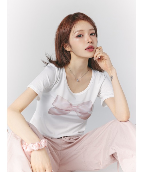 ROOPTOKYO（ループトウキョウ）の「ROOPTOKYO×Ye kong ribbon tee（Tシャツ/カットソー・レディース・ホワイト/ブラック・FREE）」の9枚目の写真