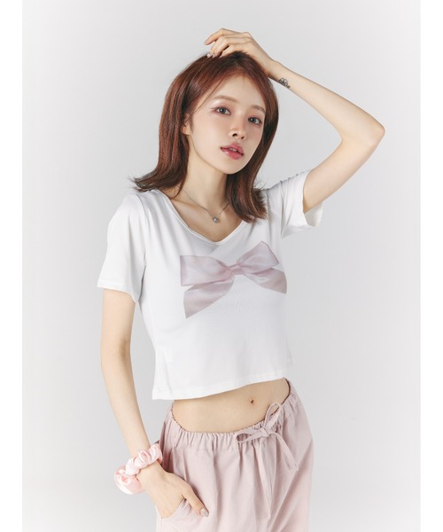 ROOPTOKYO（ループトウキョウ）の「ROOPTOKYO×Ye kong ribbon tee（Tシャツ/カットソー・レディース・ホワイト/ブラック・FREE）」の3枚目の写真