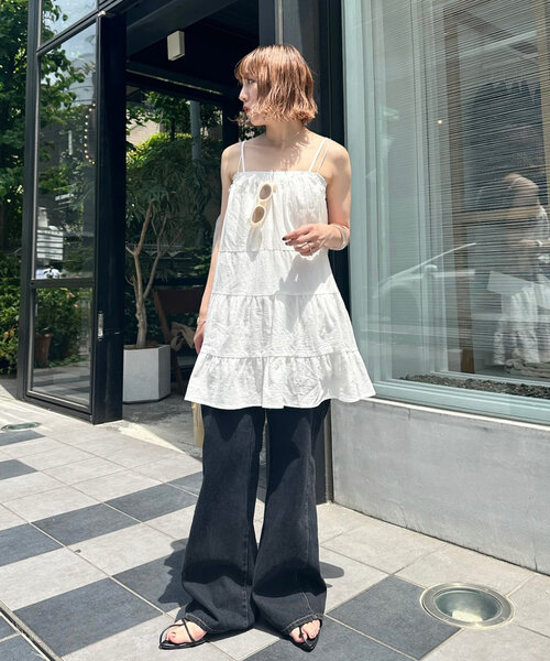 mystic（ミスティック）の「ミニキャミワンピース（ワンピース・レディース・ブラック/オフホワイト・FREE）」の9枚目の写真