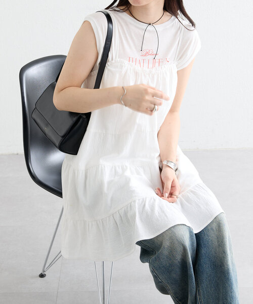 mystic（ミスティック）の「ミニキャミワンピース（ワンピース・レディース・ブラック/オフホワイト・FREE）」の10枚目の写真