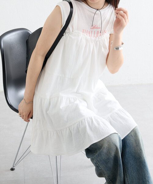 mystic（ミスティック）の「ミニキャミワンピース（ワンピース・レディース・ブラック/オフホワイト・FREE）」の13枚目の写真