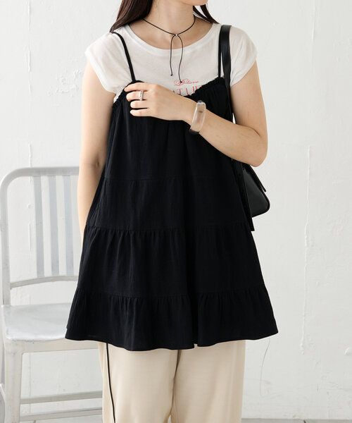 mystic（ミスティック）の「ミニキャミワンピース（ワンピース・レディース・ブラック/オフホワイト・FREE）」の21枚目の写真