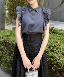 clear | リボン付キフリルノースリーブブラウス(シャツ/ブラウス)