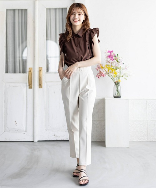 clear（クリア）の「リボン付キフリルノースリーブブラウス［ガーリー バレエコア ヘルシー］≪再入荷≫（シャツ/ブラウス・レディース・ブラック/アイボリー/ブラウン/チャコールグレー・F）」の6枚目の写真