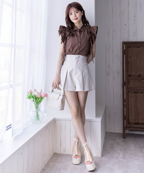 clear（クリア）の「リボン付キフリルノースリーブブラウス［ガーリー バレエコア ヘルシー］≪再入荷≫（シャツ/ブラウス・レディース・ブラック/アイボリー/ブラウン/チャコールグレー・F）」の7枚目の写真