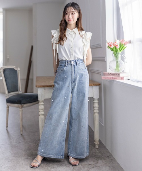 clear（クリア）の「リボン付キフリルノースリーブブラウス［ガーリー バレエコア ヘルシー］≪再入荷≫（シャツ/ブラウス・レディース・ブラック/アイボリー/ブラウン/チャコールグレー・F）」の9枚目の写真