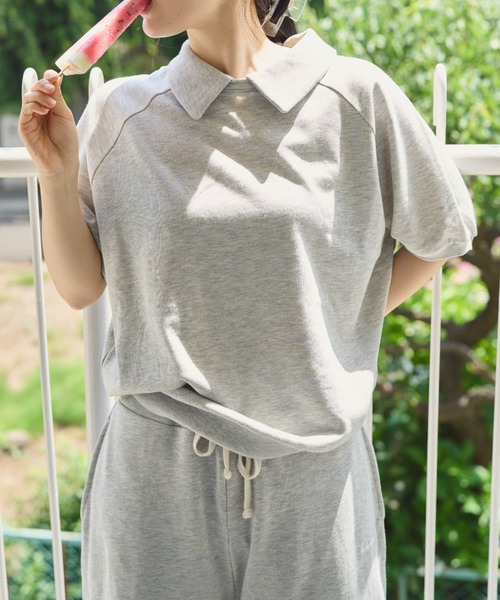 BROKEN BASE(ブロークンベース)の「S/S 襟付きワンポイント刺繍スウェット(Tシャツ/カットソー・メンズ・ブラック/ブルー/オートミール/ネイビー・MEDIUM/LARGE)」の1枚目の写真