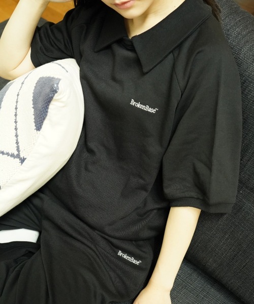 BROKEN BASE(ブロークンベース)の「S/S 襟付きワンポイント刺繍スウェット(Tシャツ/カットソー・メンズ・ブラック/ブルー/オートミール/ネイビー・MEDIUM/LARGE)」の2枚目の写真