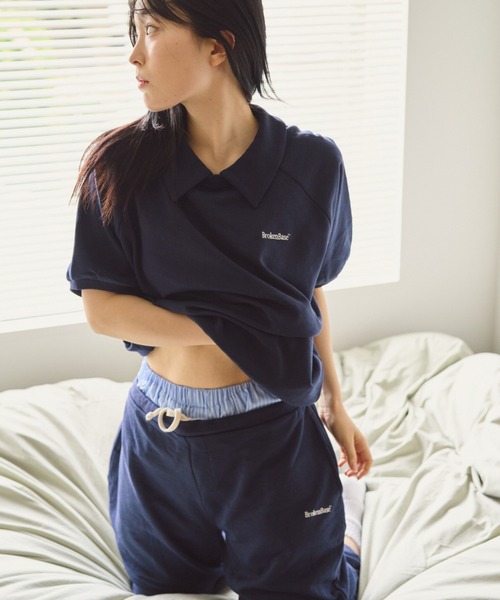 BROKEN BASE(ブロークンベース)の「S/S 襟付きワンポイント刺繍スウェット(Tシャツ/カットソー・メンズ・ブラック/ブルー/オートミール/ネイビー・MEDIUM/LARGE)」の6枚目の写真