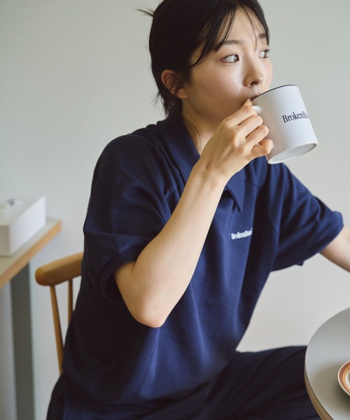 BROKEN BASE(ブロークンベース)の「S/S 襟付きワンポイント刺繍スウェット(Tシャツ/カットソー・メンズ・ブラック/ブルー/オートミール/ネイビー・MEDIUM/LARGE)」の7枚目の写真