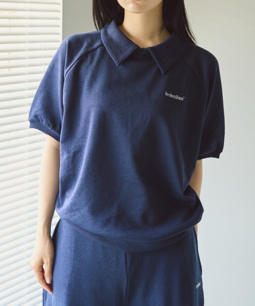 BROKEN BASE(ブロークンベース)の「S/S 襟付きワンポイント刺繍スウェット(Tシャツ/カットソー・メンズ・ブラック/ブルー/オートミール/ネイビー・MEDIUM/LARGE)」の11枚目の写真