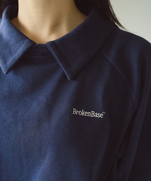 BROKEN BASE(ブロークンベース)の「S/S 襟付きワンポイント刺繍スウェット(Tシャツ/カットソー・メンズ・ブラック/ブルー/オートミール/ネイビー・MEDIUM/LARGE)」の12枚目の写真