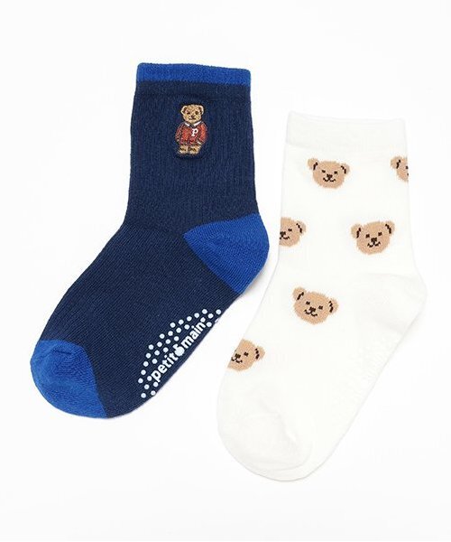 petit main（プティマイン）の「くまソックス2P（ソックス/靴下・キッズ・グレー/アイボリー/ネイビー・L/M/SS/S）」の3枚目の写真