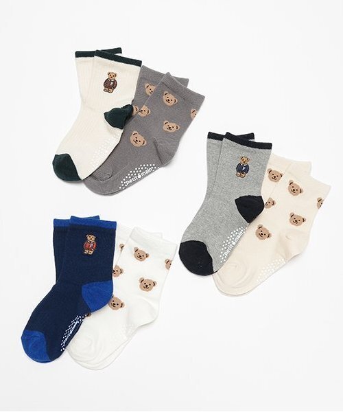 petit main（プティマイン）の「くまソックス2P（ソックス/靴下・キッズ・グレー/アイボリー/ネイビー・L/M/SS/S）」の5枚目の写真