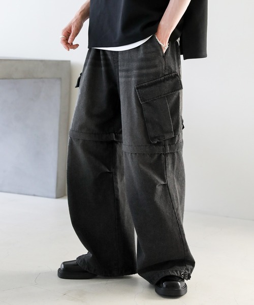 セール】オーバーサイズ2wayドレープバギーカーゴデニムパンツ