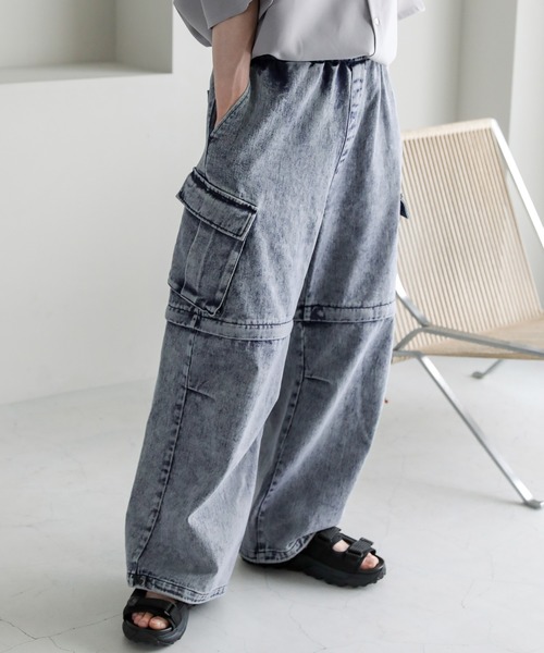 オーバーサイズ2wayドレープバギーカーゴデニムパンツ12.3oz