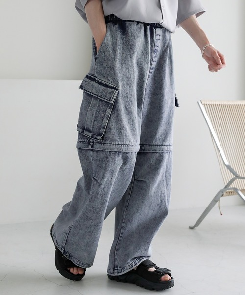 オーバーサイズ2wayドレープバギーカーゴデニムパンツ12.3oz
