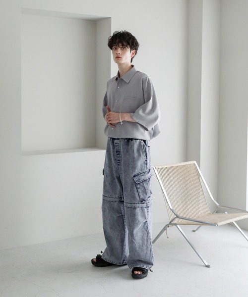 FASHION NOVA MEN デニム バギー カーゴ ジーンズ 日本未入荷 デニム カーゴパンツ メンズ 大きいサイズ ゆったり ワイド