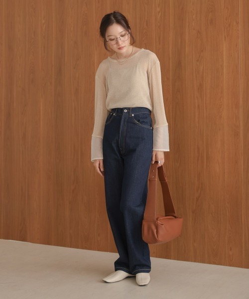 Bab(バブ)の「袖シアーラメベーシックカットソートップス(Tシャツ/カットソー・レディース・ブラック/ブルー/ブラウン/ベージュ/チャコールグレー/ピンク・FREE)」の16枚目の写真