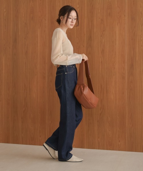 Bab(バブ)の「袖シアーラメベーシックカットソートップス(Tシャツ/カットソー・レディース・ブラック/ブルー/ブラウン/ベージュ/チャコールグレー/ピンク・FREE)」の10枚目の写真