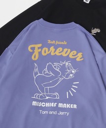Tom and Jerry/トムとジェリー ワンポイントキャラクター刺繍 発砲ロゴ イラストバックプリント オーバーサイズ スウェット トレーナー