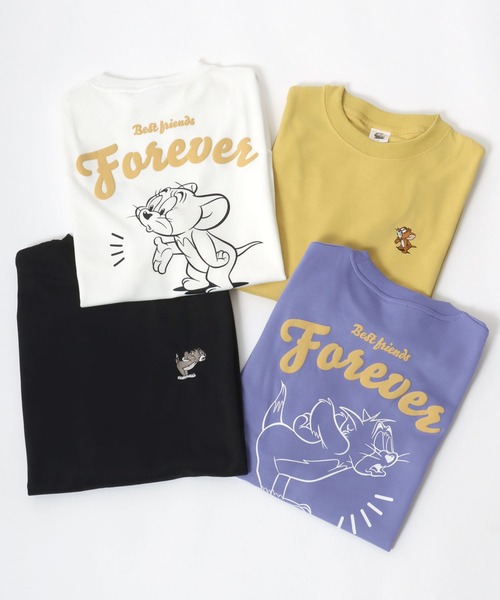 Tom＆Jerry（トムアンドジェリー）の「Tom and Jerry/トムとジェリー ワンポイントキャラクター刺繍 発砲ロゴ イラストバックプリント オーバーサイズ スウェット トレーナー（スウェット・レディース・オフホワイト/ライトパープル/イエロー/ブラック・L/M）」の20枚目の写真