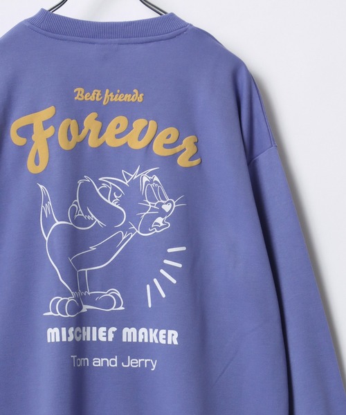 Tom＆Jerry（トムアンドジェリー）の「Tom and Jerry/トムとジェリー ワンポイントキャラクター刺繍 発砲ロゴ イラストバックプリント オーバーサイズ スウェット トレーナー（スウェット・レディース・オフホワイト/ライトパープル/イエロー/ブラック・L/M）」の22枚目の写真