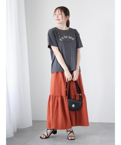 Te chichi TERRASSE（テチチテラス）の「【抗菌防臭】フロントロゴプリントTシャツ（Tシャツ/カットソー・レディース・オフホワイト/チャコールグレー/モカ・F）」の11枚目の写真