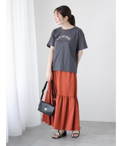 Te chichi TERRASSE（テチチテラス）の「【抗菌防臭】フロントロゴプリントTシャツ（Tシャツ/カットソー・レディース・オフホワイト/チャコールグレー/モカ・F）」の12枚目の写真