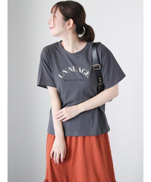 Te chichi TERRASSE（テチチテラス）の「【抗菌防臭】フロントロゴプリントTシャツ（Tシャツ/カットソー・レディース・オフホワイト/チャコールグレー/モカ・F）」の13枚目の写真