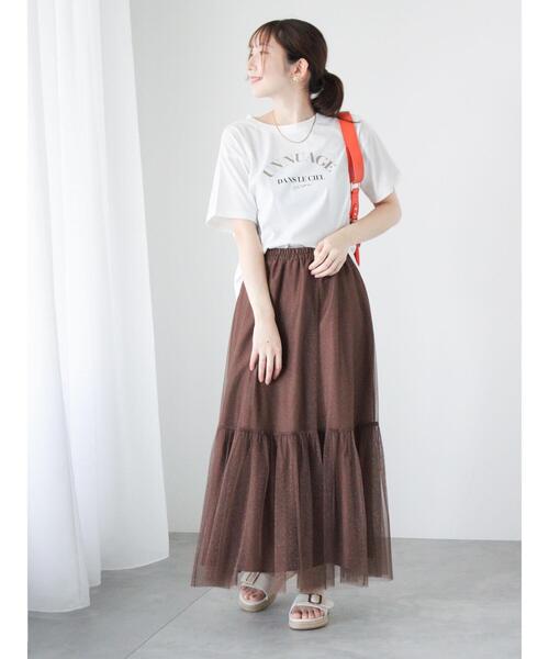 Te chichi TERRASSE（テチチテラス）の「【抗菌防臭】フロントロゴプリントTシャツ（Tシャツ/カットソー・レディース・オフホワイト/チャコールグレー/モカ・F）」の14枚目の写真