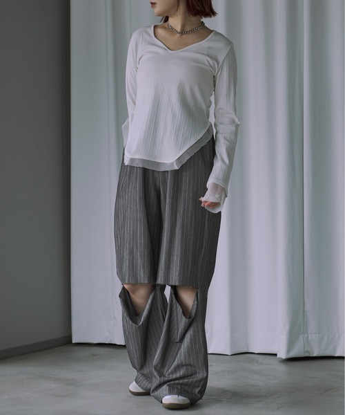 Ezick（エジック）の「Mode moodスリットストレートパンツ（スラックス