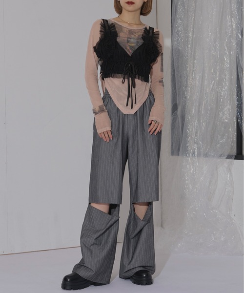 Ezick(エジック)の「Mode moodスリットストレートパンツ(スラックス・レディース・ブラック/グレー・S/M)」の22枚目の写真