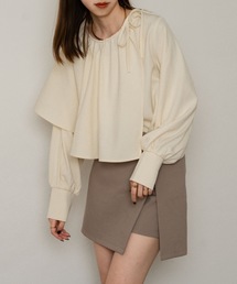 バルーンスリーブケープフリルブラウス