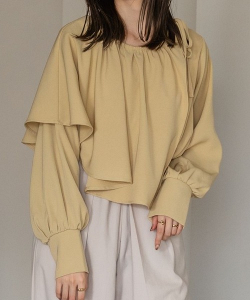 raffime（ラフィミー）の「バルーンスリーブケープフリルブラウス（シャツ/ブラウス・レディース・アイボリー/モカ/マスタード・フリー）」の2枚目の写真